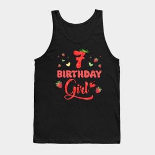 7th Birthday Girls Strawberry Funny B-day Gift For Girls kids Tank Top